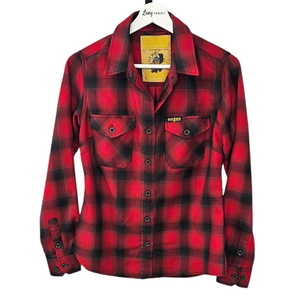 DIXXON Womens Fireside Flannel Black Rifle Coffee Co Button Up Size Small Plaid